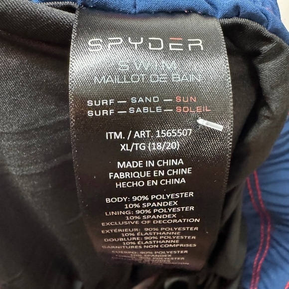 Spyder Boys Red Blue Striped Tropical Floral Drawstring Swim Shorts Size XL - Picture 12 of 15